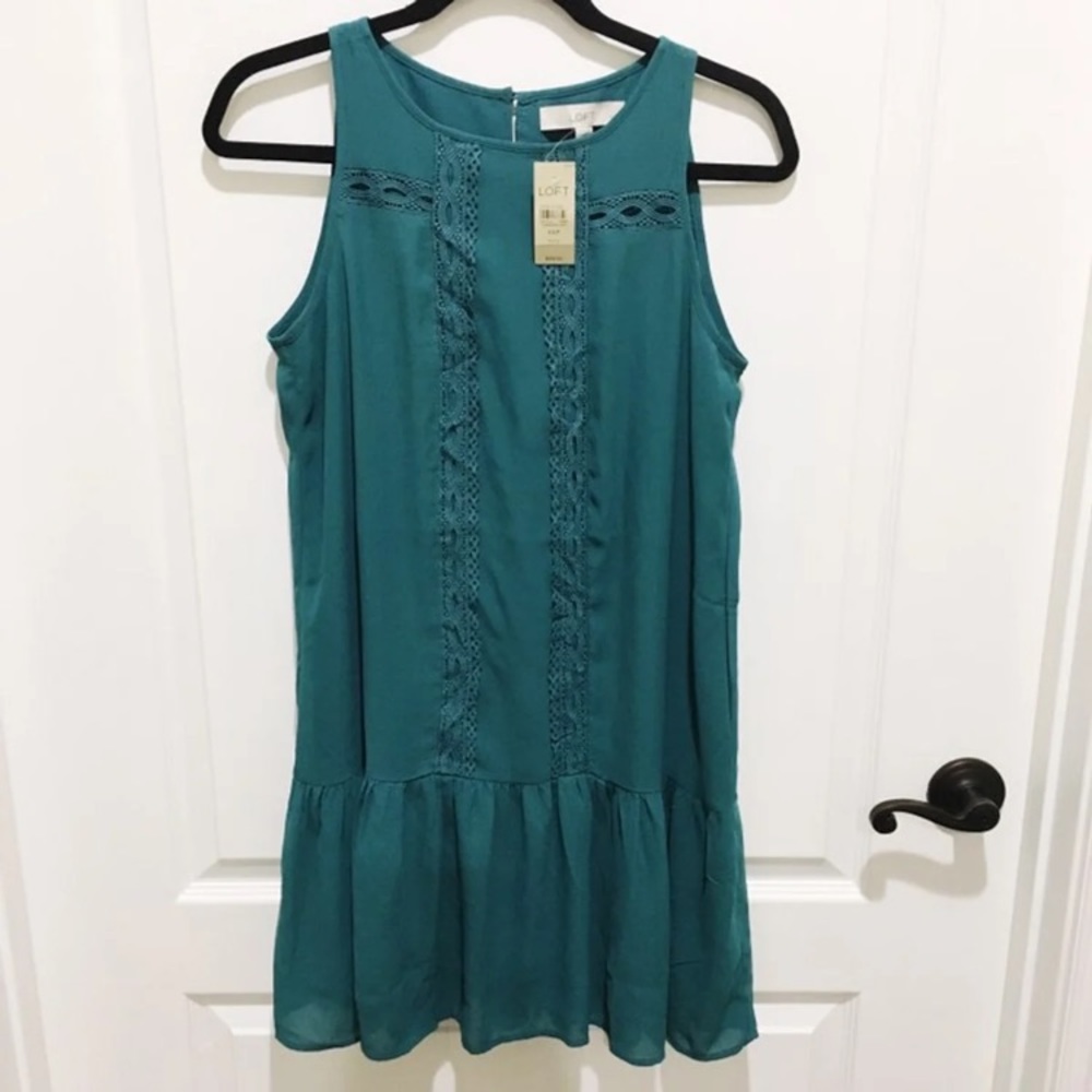 Loft Teal Flouncy Dress
